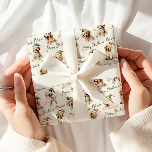 Schattigee hond Vrolijk kerstinpakpapier Cadeaupapier