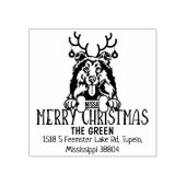 Schattigee hond vrolijk kerstretour adres 	rubberstempel (Afrduk)