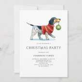 Schattigee Hond Waterverf Kerstfeest Kaart (Voorkant)