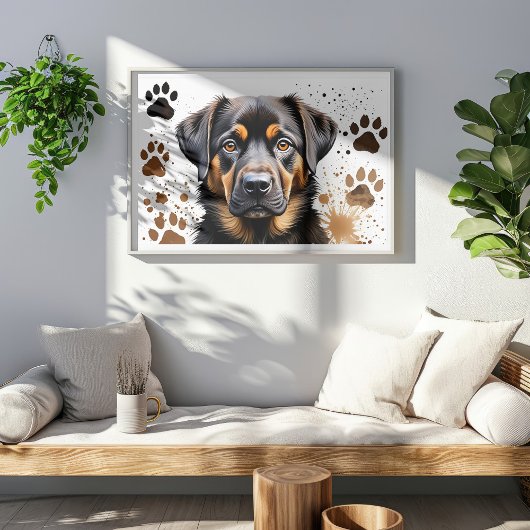 Schattigee Hond Waterverf Print Poster
