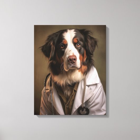Schattigee hond werkt als dokter canvas afdruk (Voorkant)