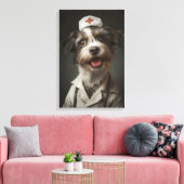 Schattigee hond werkt als verpleegkundige canvas afdruk (Insitu (Woonkamer))