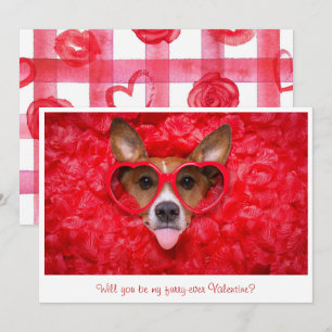 Schattigee Hond Zonnebril Rode Waterverf Valentijn Notitiekaartje