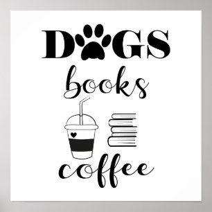 Schattigee Honden Boeken Koffie Moderne Typografie Poster