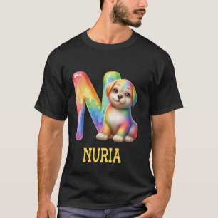 Schattigee Honden Brief Nuria Naam Rainbow Dog T-shirt