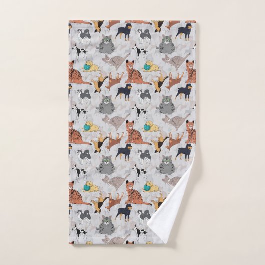 Schattigee honden- en kattenpatroon ontwerp bad handdoek (Handdoek)