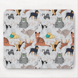 Schattigee honden- en kattenpatroon ontwerp muismat