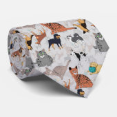 Schattigee honden- en kattenpatroon ontwerp stropdas (Opgerold)