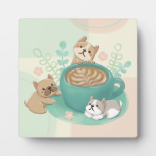 Schattigee honden en koffie illustratie fotoplaat