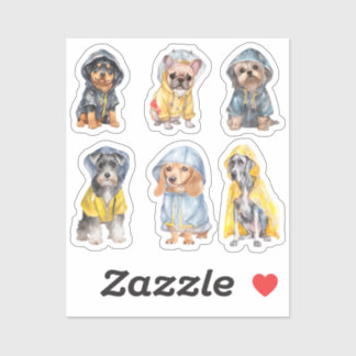 Schattigee honden in regenjassen (2) Stickers