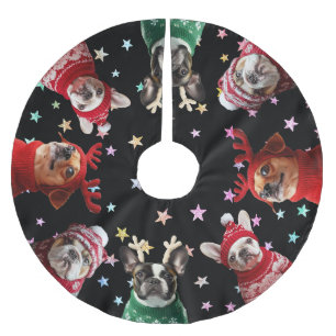 Schattigee honden kleurrijke sterren op zwarte boo kerstboom rok