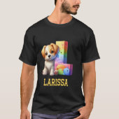 Schattigee Honden Letter Larissa Naam Rainbow Dog T-shirt (Voorkant)