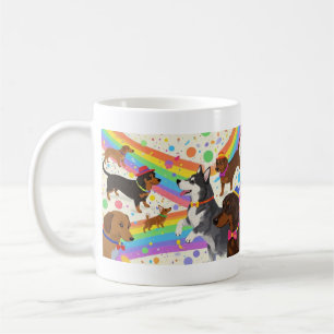 Schattigee honden met regenboog koffiemok