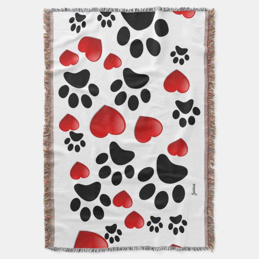 Schattigee honden Paw Prints en harten Deken (Voorkant Verticaal)