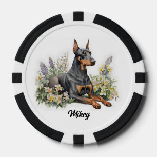 Schattigee hondenillustratie - Doberman - Poker Chips