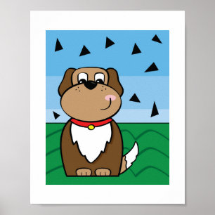 Schattigee hondenillustratie - Kinder dierenkunst Poster