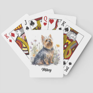 Schattigee hondenillustratie - Silky Terrier Pokerkaarten