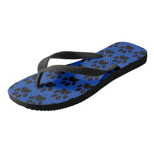 Schattigee hondenpoot print zwart blauw teenslippers (Schuin)