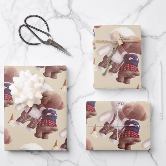 Schattigee hondjes knuffelen inpakpapier vel (Voorkant)