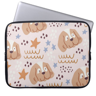 Schattigee hondjes, sterretjes, lijnen: naadloos laptop sleeve
