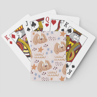 Schattigee hondjes, sterretjes, lijnen: naadloos pokerkaarten