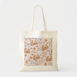 Schattigee hondjes, sterretjes, lijnen:  naadloos tote bag