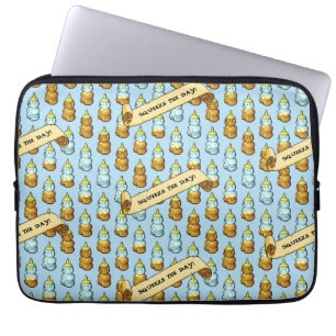 Schattigee Honing Beer knijp de dag! 80s retro art Laptop Sleeve