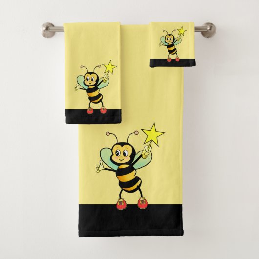 Schattigee Honingbij op zwart en geel badhanddoeks Bad Handdoek (Insitu)