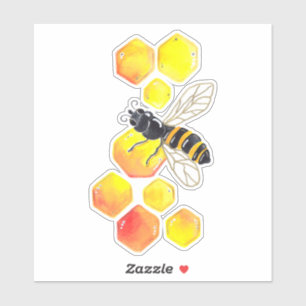 Schattigee honingbij-Waterverf Sticker