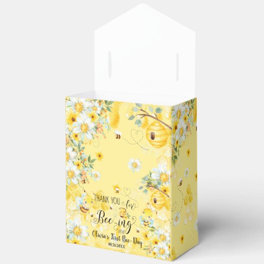Schattigee Honingbijen Geel Bloemen 1e Verjaardag Bedankdoosjes (Open)