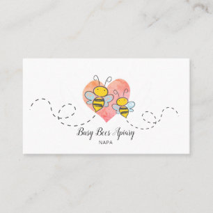 Schattigee honingbijen roze hart bijenhouder visitekaartje