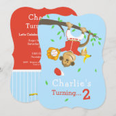 Schattigee Honkbal Monkey Boys Verjaardagsfeest Kaart (Voorkant / Achterkant)