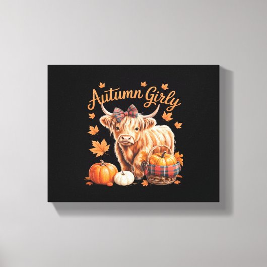 Schattigee Hoogland Koe Herfst Herfst Girly Thanks Canvas Afdruk (Voorkant)