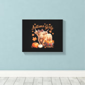 Schattigee Hoogland Koe Herfst Herfst Girly Thanks Canvas Afdruk (Insitu (Houten vloer))