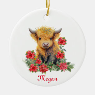 Schattigee Hoogland Koe Kerst Gepersonaliseerde Na Keramisch Ornament