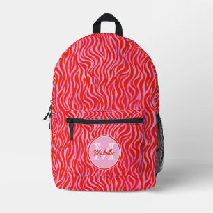 Schattigee Hot Pink & Red Zebra Print   monogram Bedrukte Rugzak