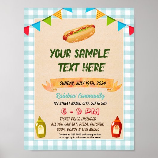 Schattigee Hotdog thema flyer Poster (Voorkant)