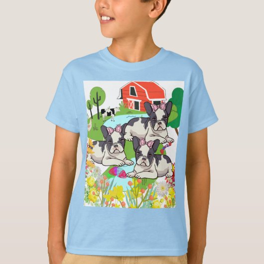 Schattigee Houston zwart-wit pitbull Puppies T-shirt (Voorkant)