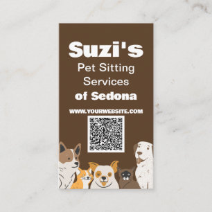 Schattigee Huisdier Zittende Hond Kat QR Code Visitekaartje