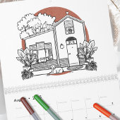 Schattigee huisjes elk jaar kleur je eigen kalender