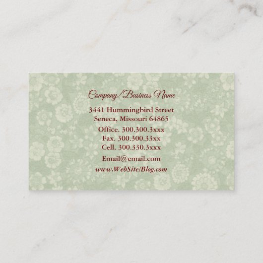 Schattigee Hummingbird Designer Visitekaartje (Achterkant)