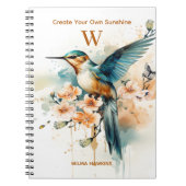 Schattigee Hummingbird Monogram aangepaste naam ge Notitieboek (Voorkant)