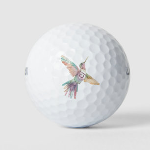 Schattigee Hummingbird Waterverf Illustratie Monog Golfballen