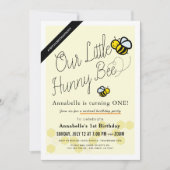 Schattigee Hunny Bee Yellow Virtual 1e verjaardags Kaart (Voorkant)