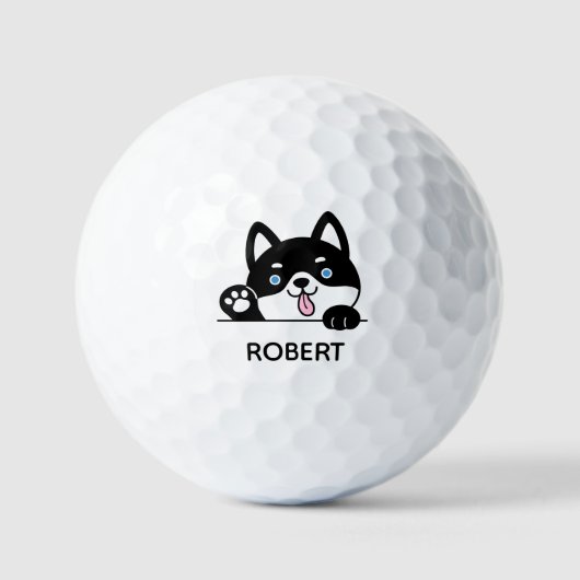 Schattigee Husky Dog Custom Name Golfballen (Voorkant)