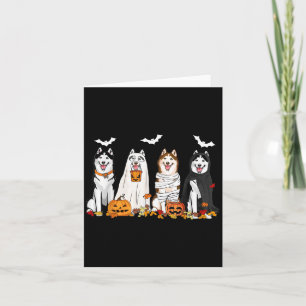 Schattigee Husky Dogs Ghost Mummy Witch Spooky Hal Kaart