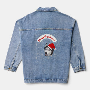 Schattigee Husky in Santa Claus Red Pet Denim Jacket