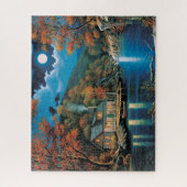 Schattigee hut aan het meer legpuzzel (Verticaal)