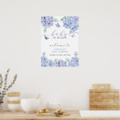 Schattigee Hydrangea Floral Garden Baby shower Wel Poster (Keuken)