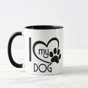 Schattigee "I Love My Dog" Mok, aangepaste Paw Har Mok